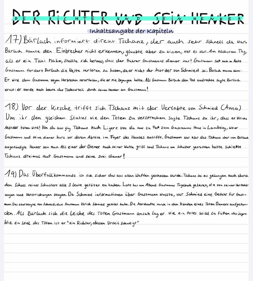 der RieHTER who sein VenteR
лет
Inhaltsangabe der Kapiteln
1) Ein schweizer Dorfpolizist sieht am Straßenrand ein Blaues Mercedes. Er war de