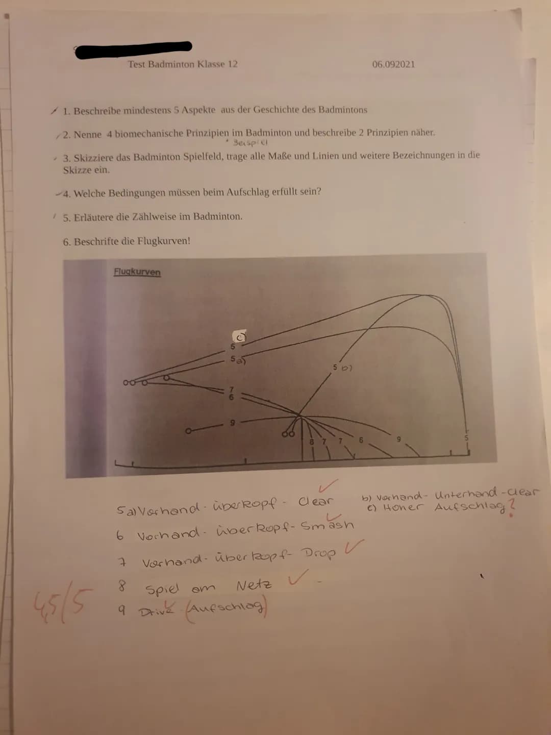 Test Badminton Klasse 12
1. Beschreibe mindestens 5 Aspekte aus der Geschichte des Badmintons
2. Nenne 4 biomechanische Prinzipien im Badmin