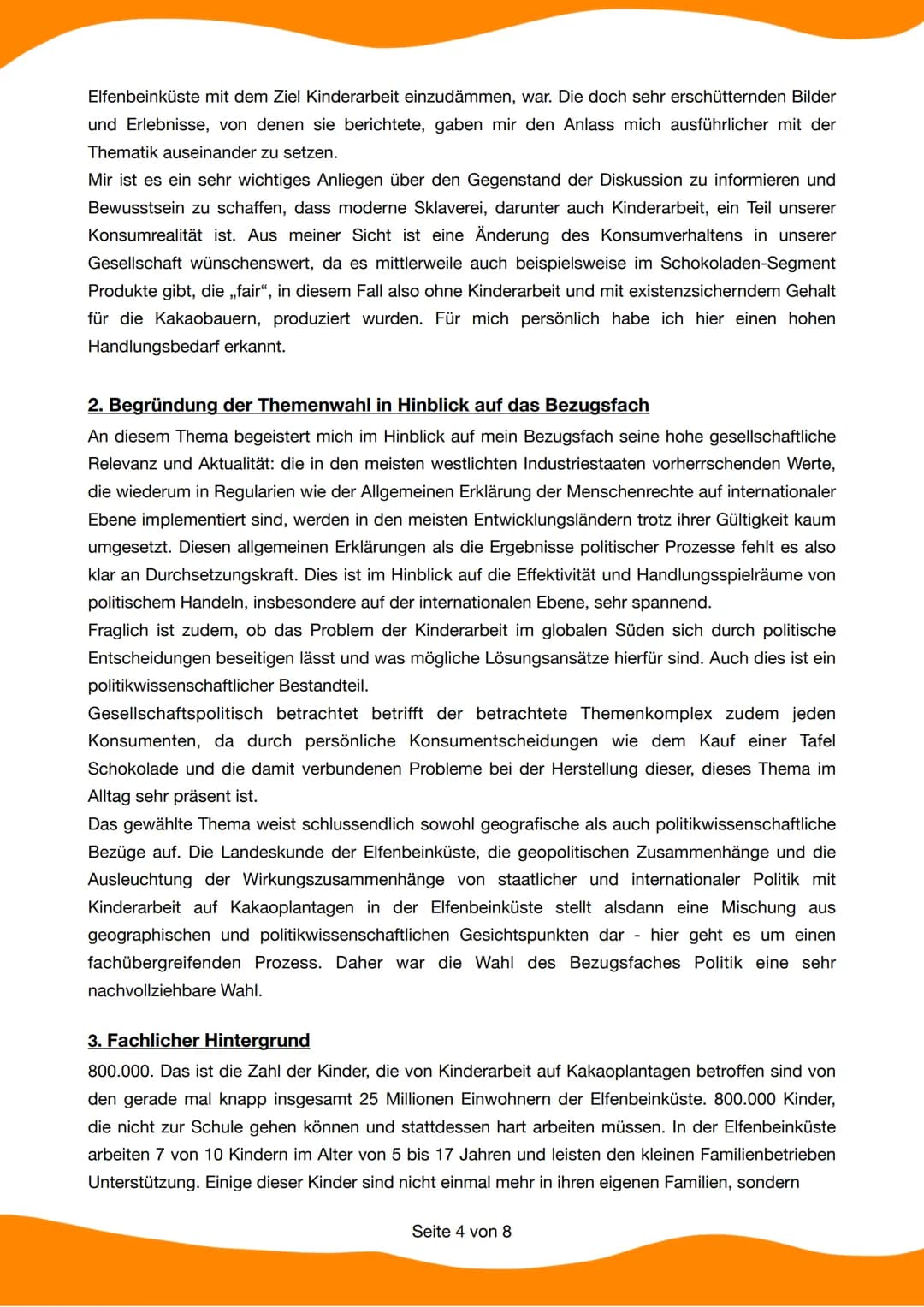 Schriftliche Ausarbeitung zur 5. Prüfungskomponente
Referentin: Lena Werner
FRIED
Prüfer: Herr Götze
T-OBELE
每
Elfenbeinküste -
Schokolade n