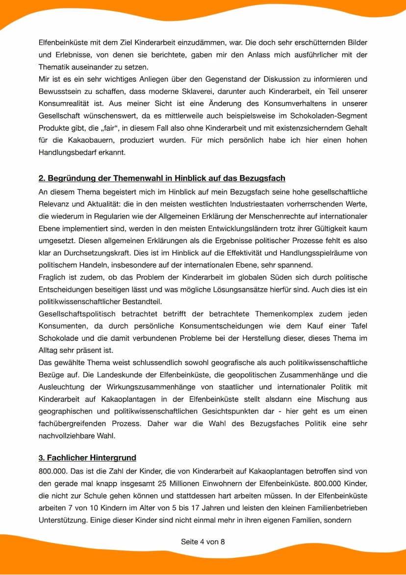 Schriftliche Ausarbeitung zur 5. Prüfungskomponente
Referentin: Lena Werner
FRIED
Prüfer: Herr Götze
T-OBELE
每
Elfenbeinküste -
Schokolade n
