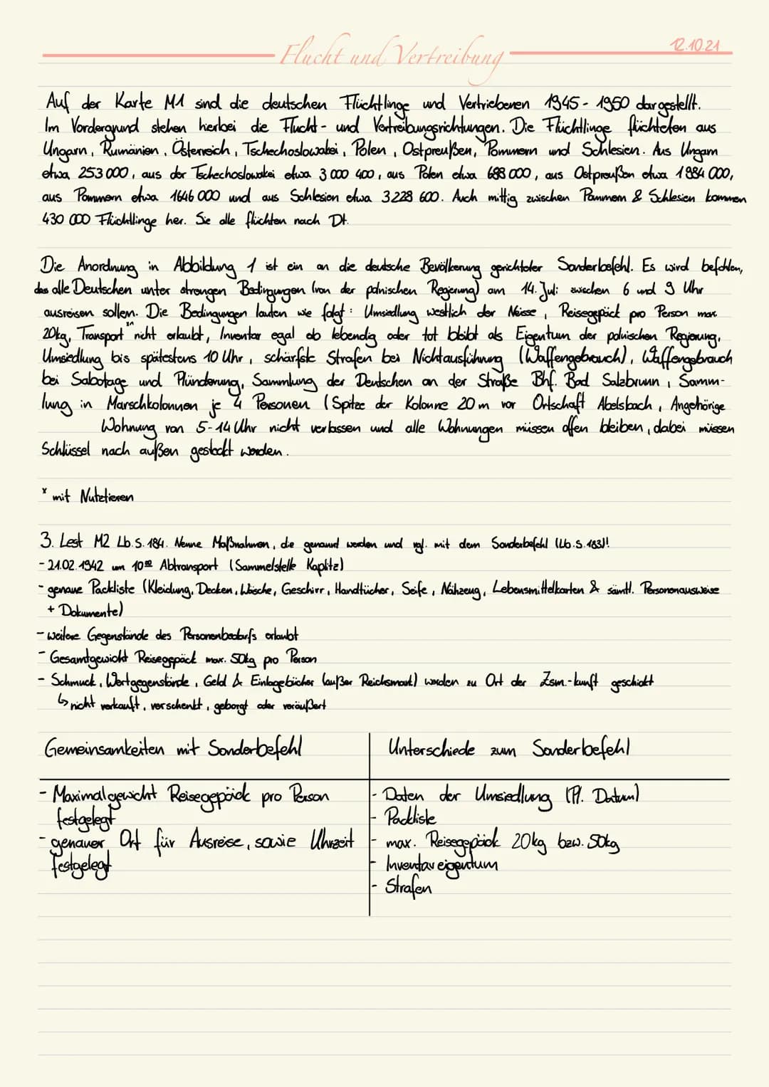 • Flucht und Vertreibung
Auf der Karte M1 sind die deutschen Flüchtlinge und Vertriebenen 1945-1950 dargestellt.
Im Vordergrund stehen hierb