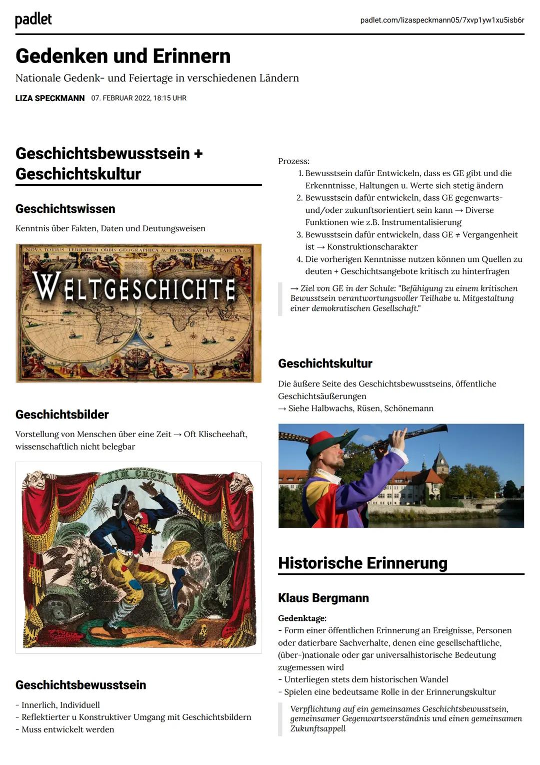 # padlet

# Gedenken und Erinnern
Nationale Gedenk- und Feiertage in verschiedenen Ländern

LIZA SPECKMANN 07. FEBRUAR 2022, 18:15 UHR

padl