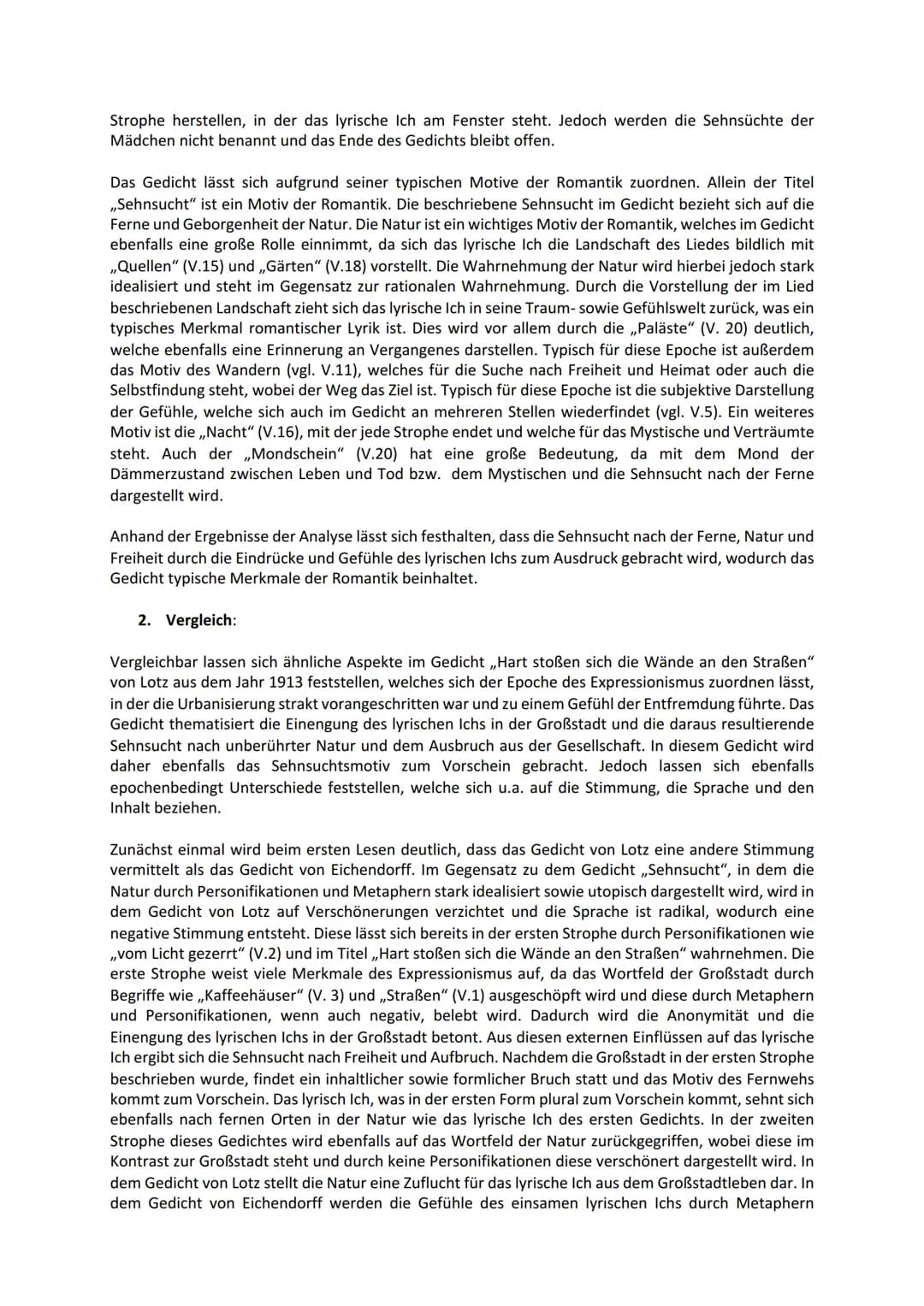 1. Analyse:
gedichtvergleich
Das Gedicht ,,Sehnsucht" von Joseph von Eichendorff aus dem Jahr 1834, handelt von den Eindrücken
sowie Empfind