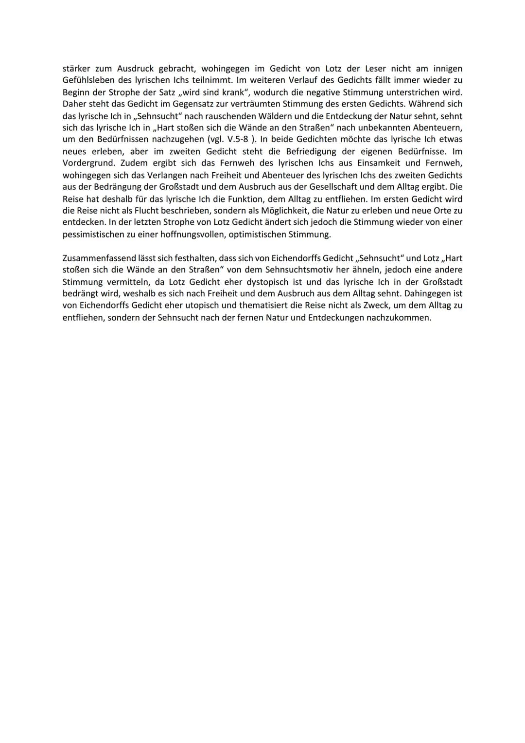 1. Analyse:
gedichtvergleich
Das Gedicht ,,Sehnsucht" von Joseph von Eichendorff aus dem Jahr 1834, handelt von den Eindrücken
sowie Empfind