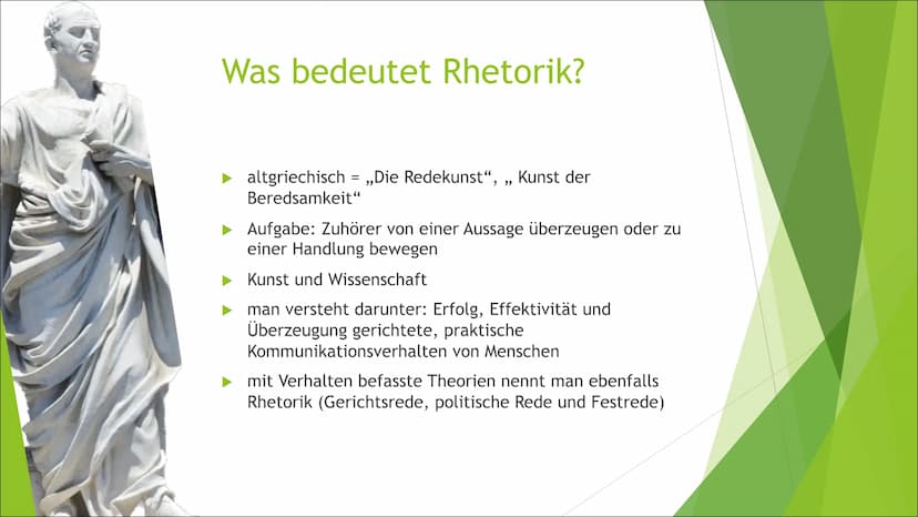Sprache und Öffentlichkeit
Inklusive: Antike Rhetorik und Redeanalyse Inhaltsverzeichnis
Begriffserklärung Rhetorik
Übergang von griechische