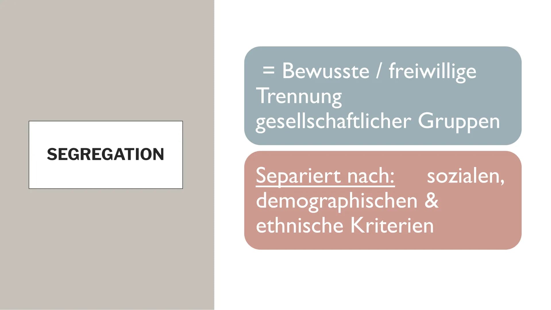 PEOPLES MET
DIE SEGREGATION IN
NORDAMERIKANISCHEN STÄDTEN GLIEDERUNG
■
■
Definition "Segregation"
Arten der Abgrenzungen
Wie kam/kommt es da