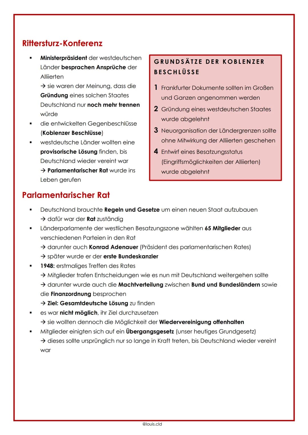 GESPALTENES DEUTSCHLAND 1945 - 1990
Ausgangslage
Gründung BRD
■
Deutschland lag nach dem 2. Weltkrieg in Trümmern
→ Städte mussten wiederauf