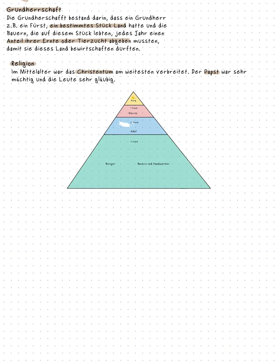 # Die Gesellschaft im Mittelalter

Die Gesellschaft wurde in Freie, Minderfreie und Unfreie eingeteilt. Diese
Einteilung entstand aus dem Fe