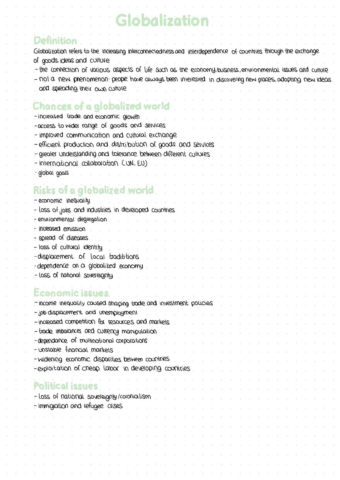 # Globalization

Definition
Globalization relers to the increasing interconnectedness and interdependence of countries through the exchange
