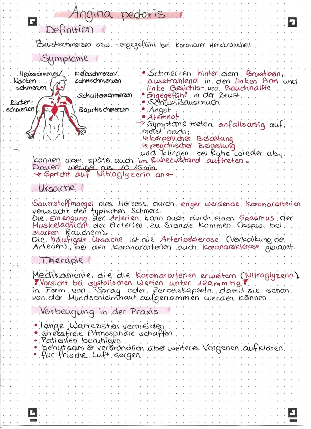 L
Rücken-
schmerzen
Angina pectoris
Definition.
.Halsschmenen/
Nacken-
schmerzen.
Brustschmerzen bzw. -engegefühl bei koronarer. Herzkrankhe