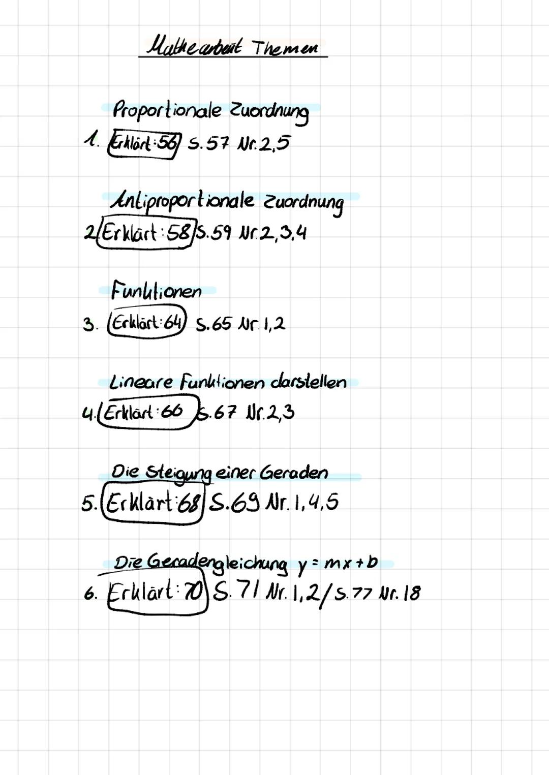 Zuordnung und Funktionen Mathe arbeat Themen
Proportionale Zuordnung
1. Erklärt:56 5.57 Nr. 2,5
Antiproportionale Zuordnung
2/Erklärt:58/5.5