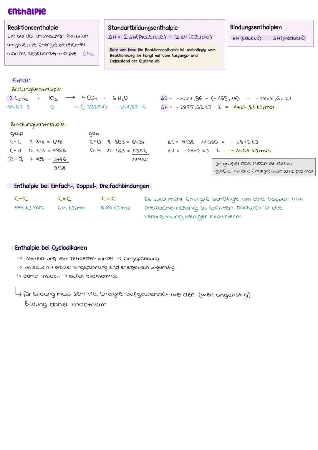 Chemie- lernzettel THERMODYNAMIK, KINETIK & CHEMISCHES GLEICHGEWICHT
Thermodynamik
1. Hauptsatz der Thermodynamik
Energieerhaltungssatz
Ener