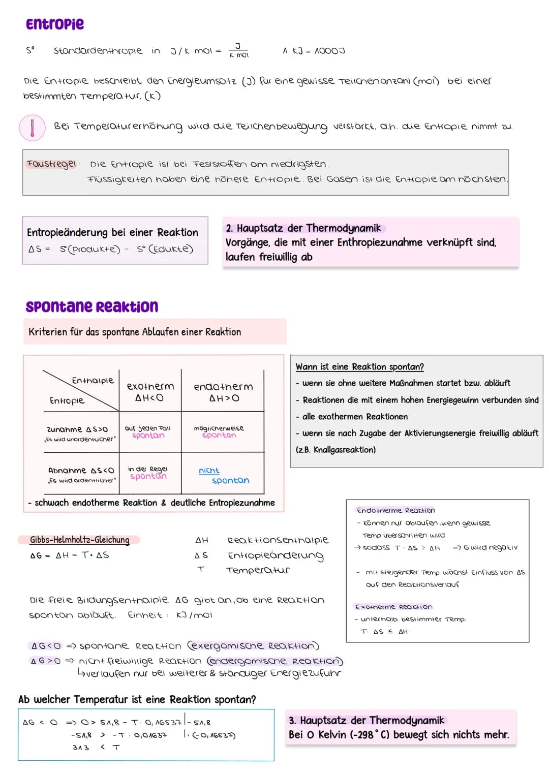 Chemie- lernzettel THERMODYNAMIK, KINETIK & CHEMISCHES GLEICHGEWICHT
Thermodynamik
1. Hauptsatz der Thermodynamik
Energieerhaltungssatz
Ener