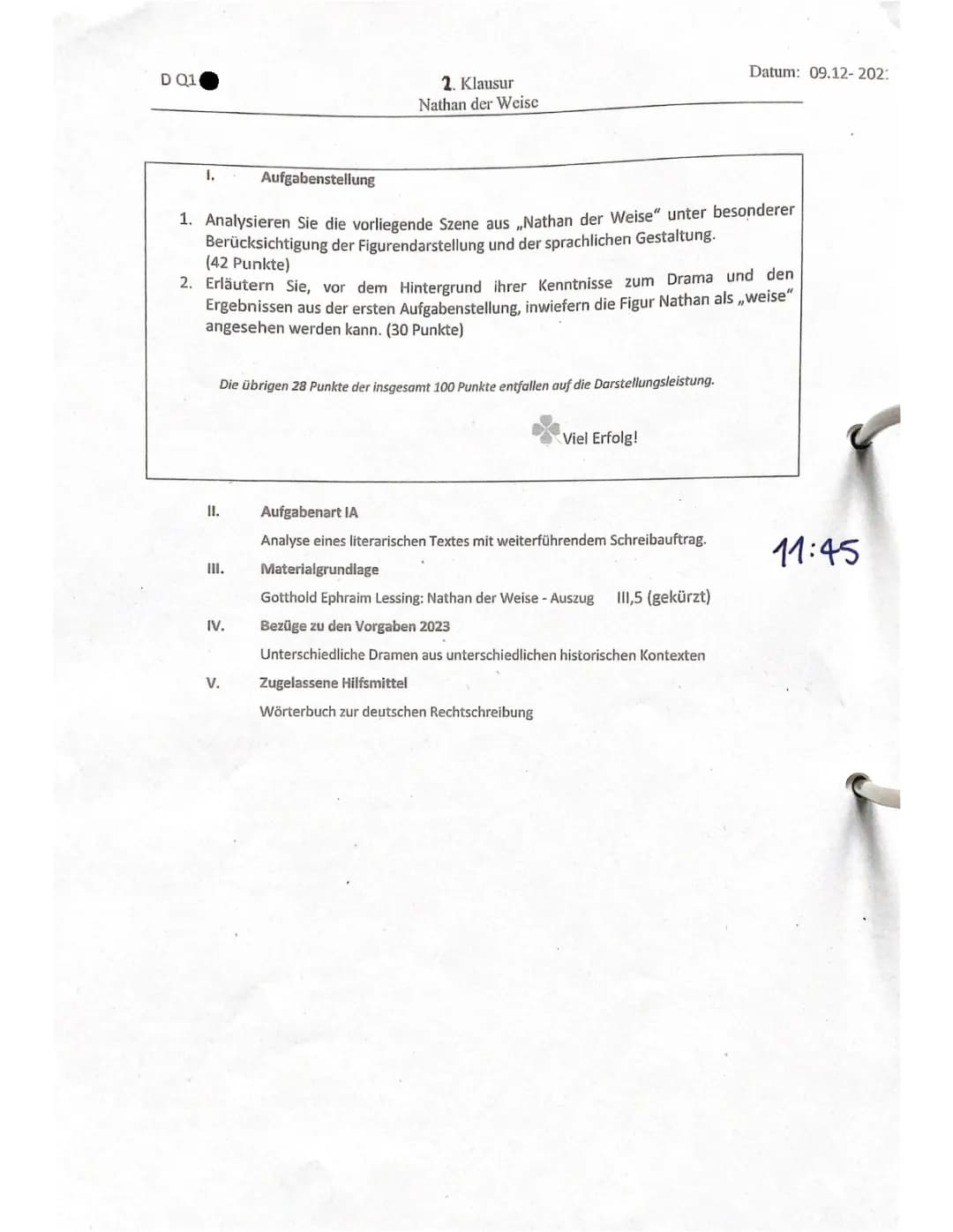 Klausur„Nathan der Weise” 