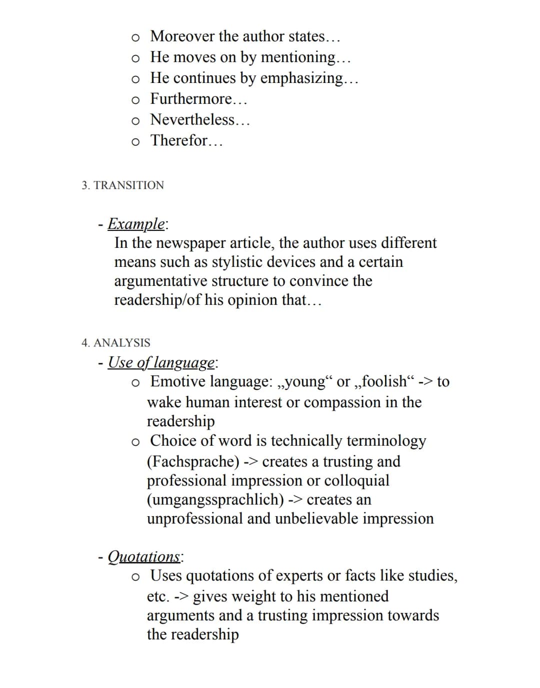 NEWSPAPER ARTICLE ANALYSIS
1. INTRODUCTION
- W-questions
- Example:
The given informative/ argumentative/ evaluative
newspaper article "[nam