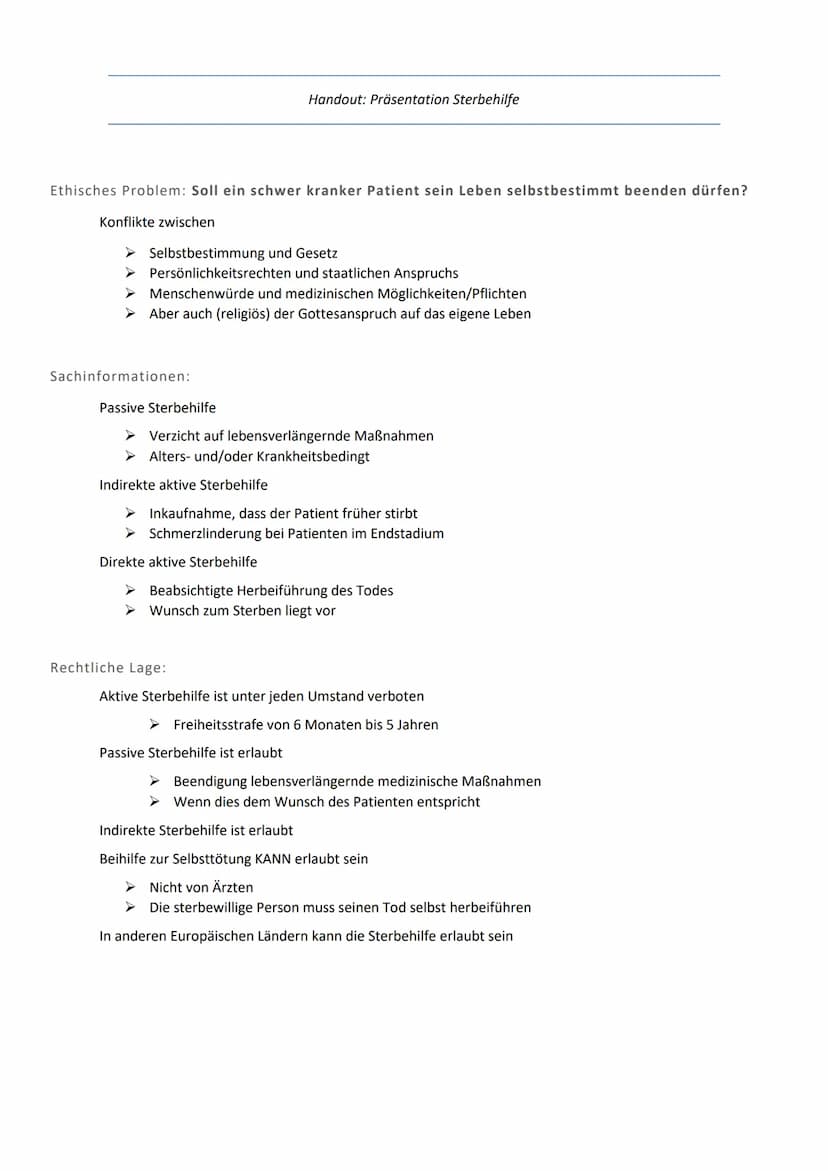 STERBE
HILFE
AKTUELLES
ETHISCHES PROBLEM
DER GESELLSCHAFT Ethisches Problem: Sterbehilfe
1. Ethische Problemstellung
Wir haben uns für die e