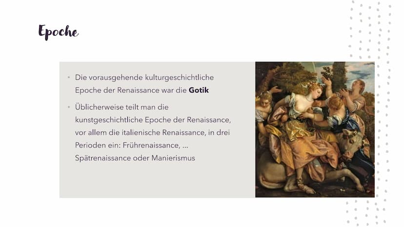| L
LEL
ਵਿ
755
F
Renaissance
TE
TE
IF
ਵਿਰ
DIE EUROPÄISCHE
KULTURE POCHE
ਗਰ Gliederung
Mattelan
Kunst-t
●
●
●
●
●
●
●
Was ist Renaissance ein