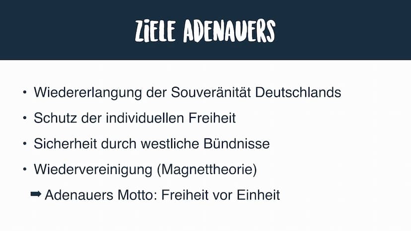 WESTINTEGRATIOh UnTER KOMRAD
ADENAUER Westintegration bezeichnet die
Integration der BRD in die
politischen, ökonomischen und
militärischen 