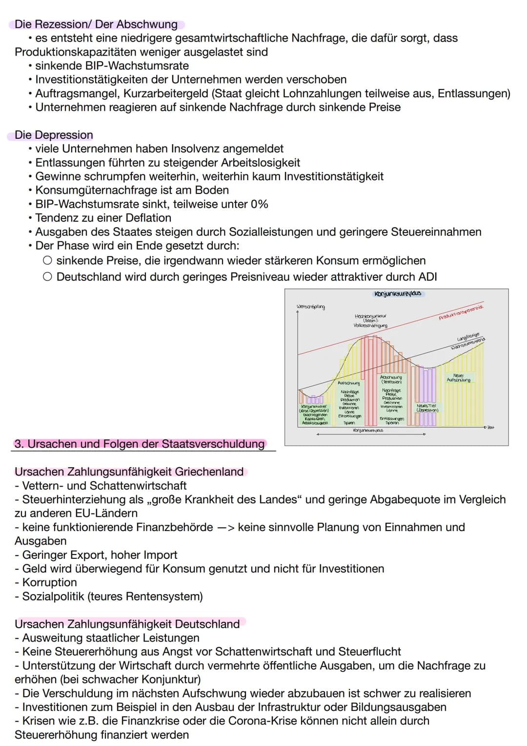 Sozialwissenschaften - Klausur Nr.2
Thema: Konjunktur
1.Magisches Viereck
Hoher Beschäftigungsstand
- Definition: möglichst viele Menschen s