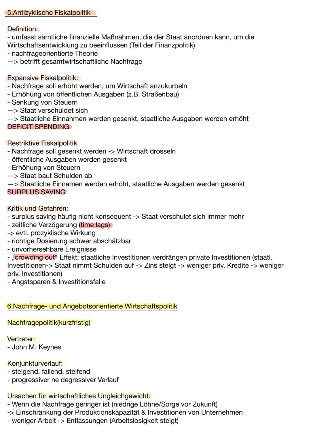 Sozialwissenschaften - Klausur Nr.2
Thema: Konjunktur
1.Magisches Viereck
Hoher Beschäftigungsstand
- Definition: möglichst viele Menschen s