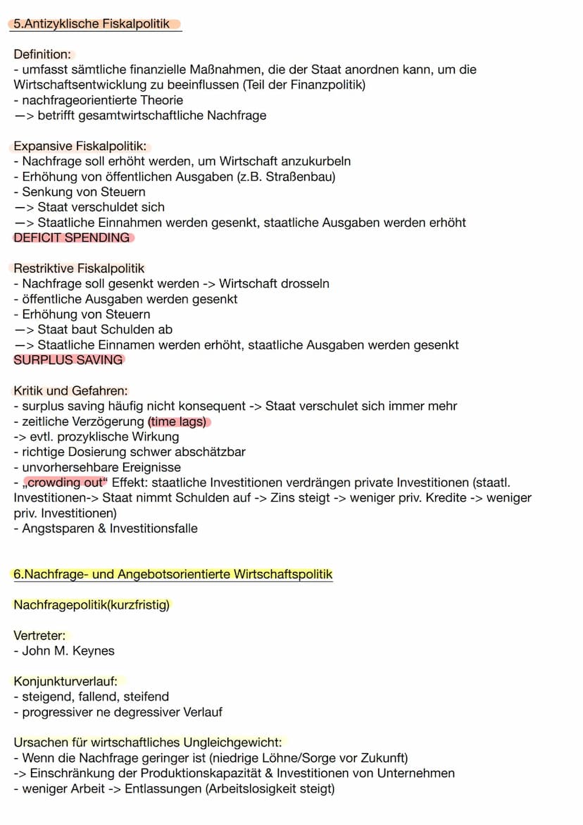 Sozialwissenschaften - Klausur Nr.2
Thema: Konjunktur
1.Magisches Viereck
Hoher Beschäftigungsstand
- Definition: möglichst viele Menschen s