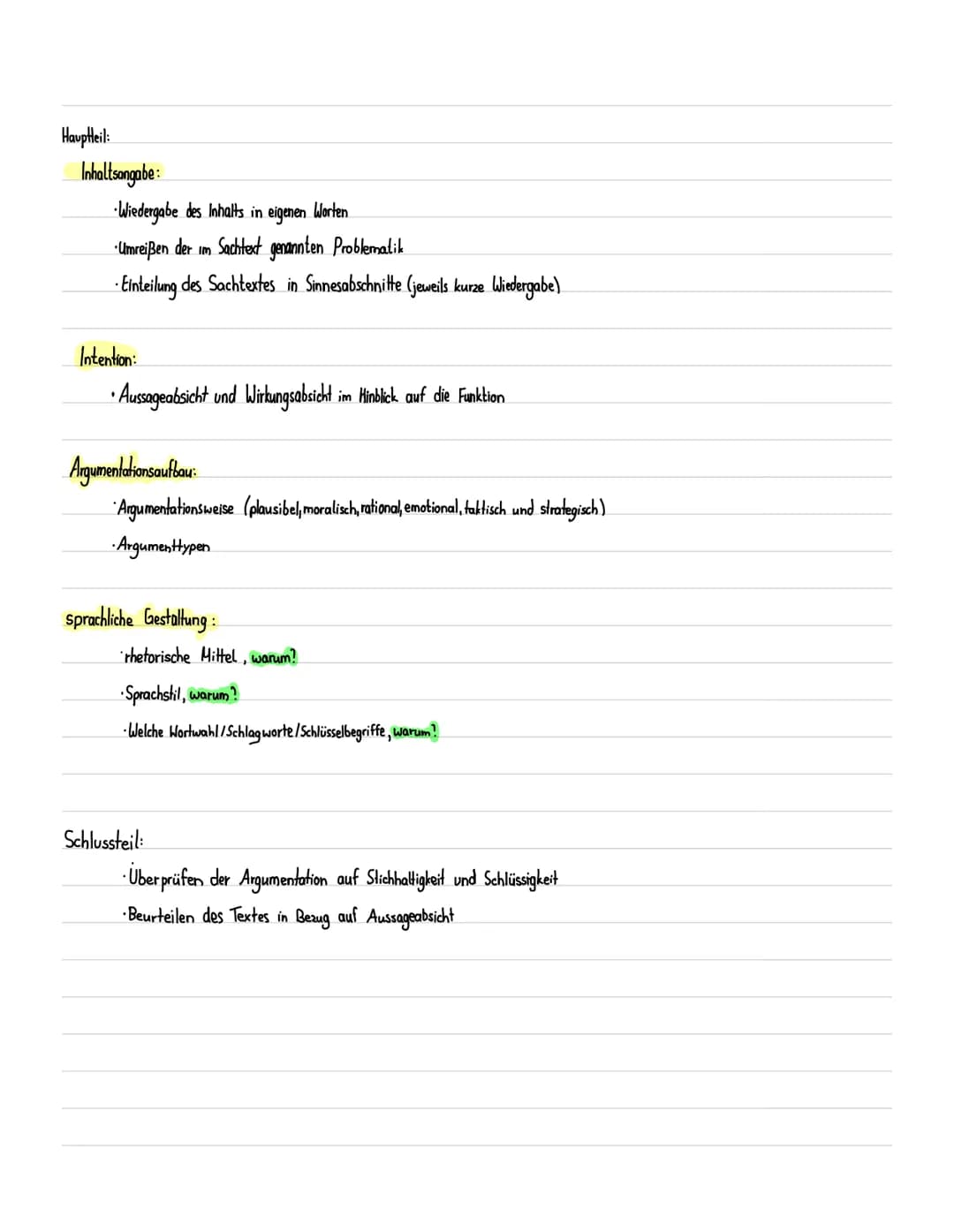 Sachtextanalyse
Tipps und Aufbau
den Text gründlich lesen und verschiedene Schwerpunkte setzen
1 Lesen: dient zur groben Orientierung und Te