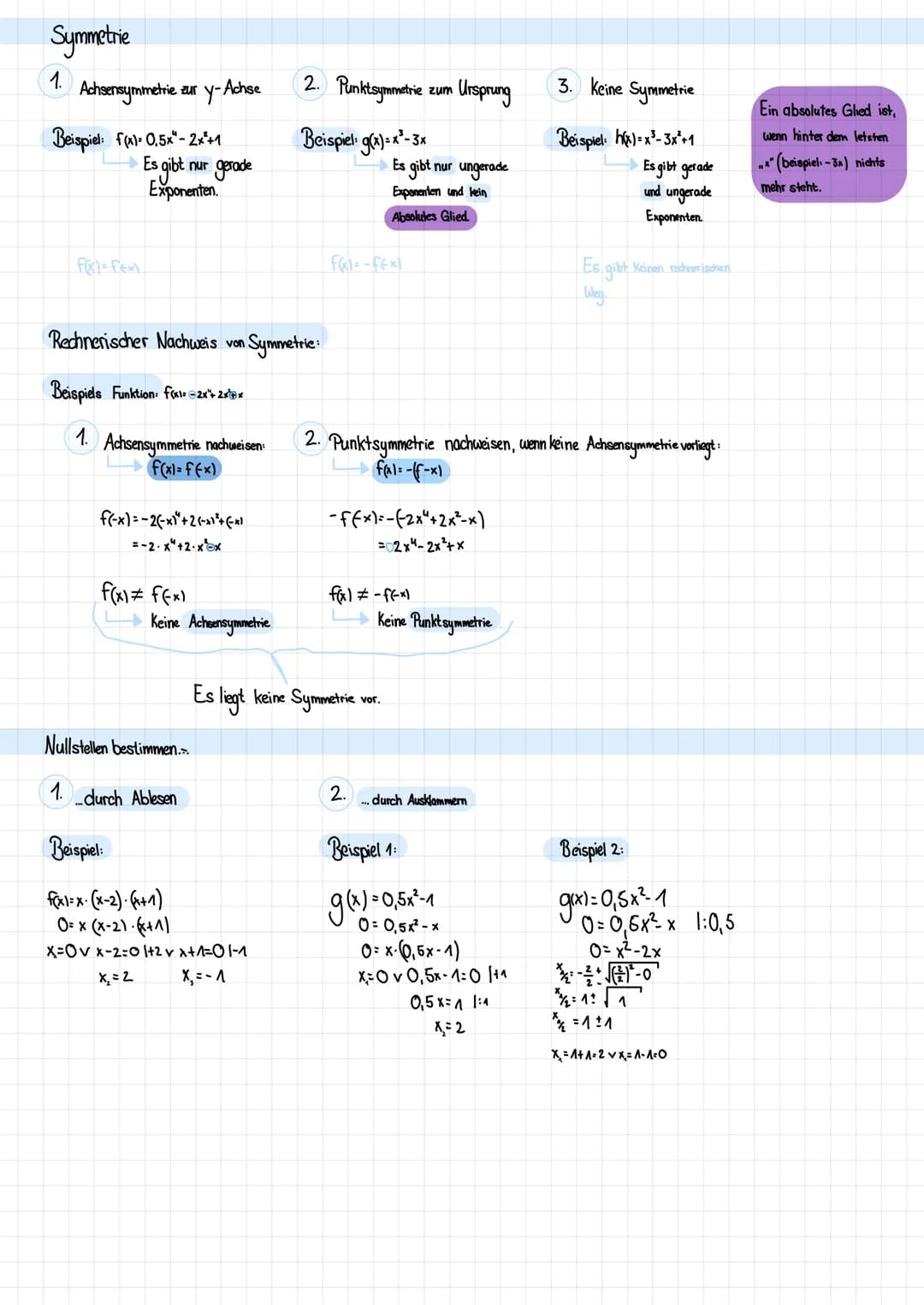 größter Exponent
Eine Funktion der Form f(x)= a₁.x²+ x^²+...+a₁ x+a, heißt ganzrationale Funktion in-ten Grades.
Dabei sind a,,a,,a, reele Z