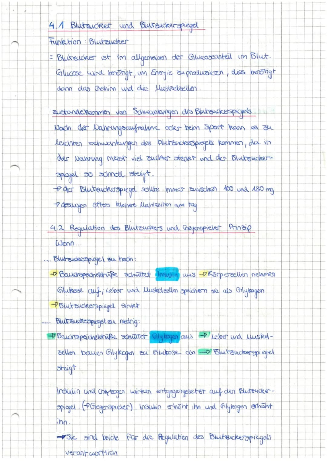 )
ľ
4.1 Blutzucker und Blutzuckerspiegel
Funktion: Blutzucker
= Bluteucker ist im allgemeinen der Glucoseanteil im Blut.
Glucose wird benöti