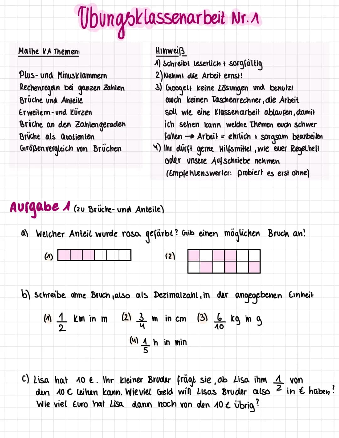 Aurgabe u (Brüche an Zahlengeraden + Größenver gleich von Brücken)
a) Ordne die Zahlen -1 ; 0 ; 2,5 i 1/2
Zahlenstrahl ein!
-2
-1
<
4/12/16
