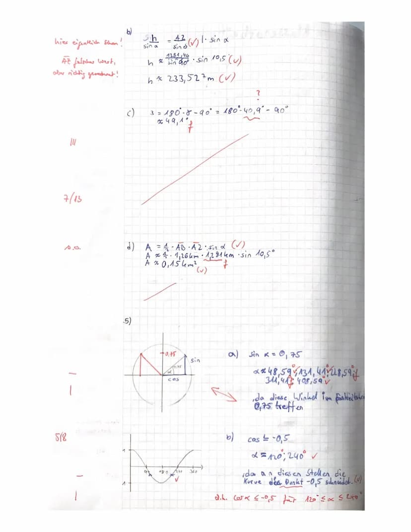 Klassenarbeit Nr. 2
Aufgabe 1:
Nenne vier verschiedene Beziehungen zwischen Sinus, Kosinus und/oder Tangens.
Sportklasse 10 b
Aufgabe 2: Ein
