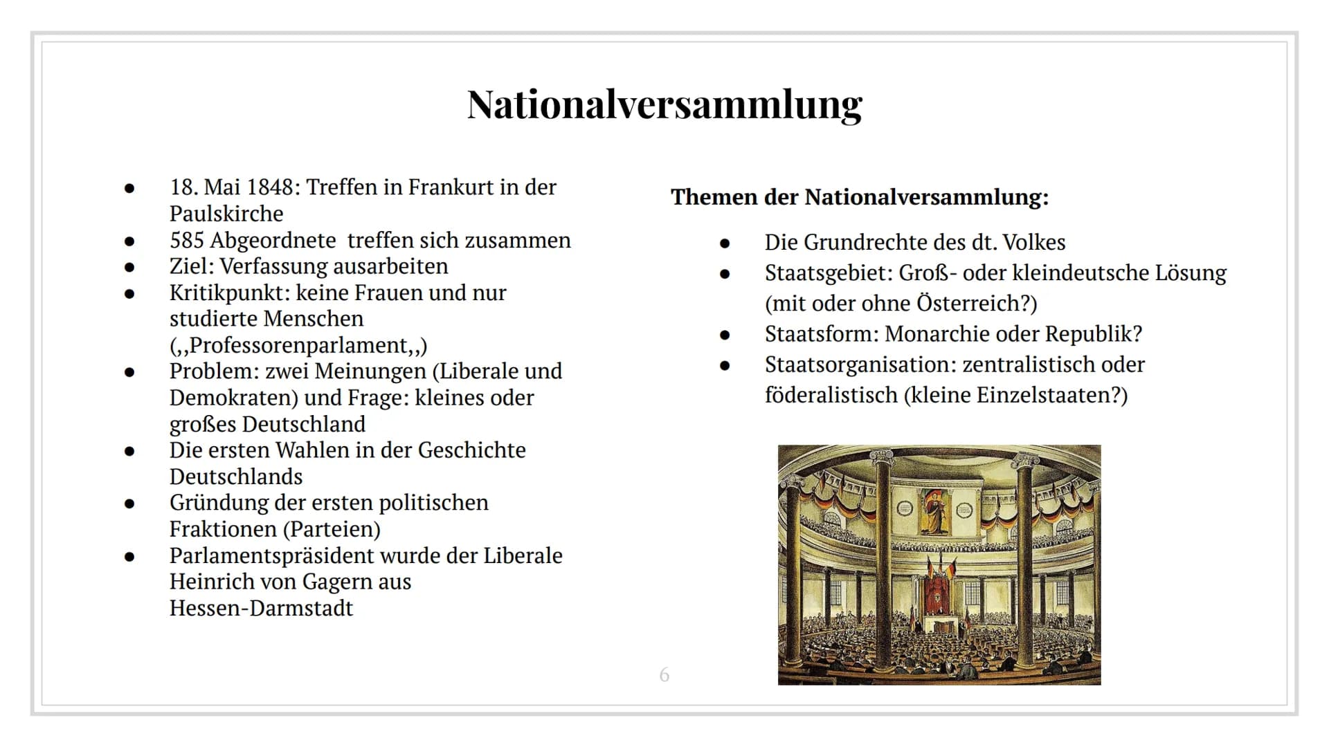 Revolution 1848/49
In Deutschland Inhaltsverzeichnis
1. Kurze Zusammenfassung I und II
2. Märzrevolution
3. Nationalversammlung
4. Frankfurt