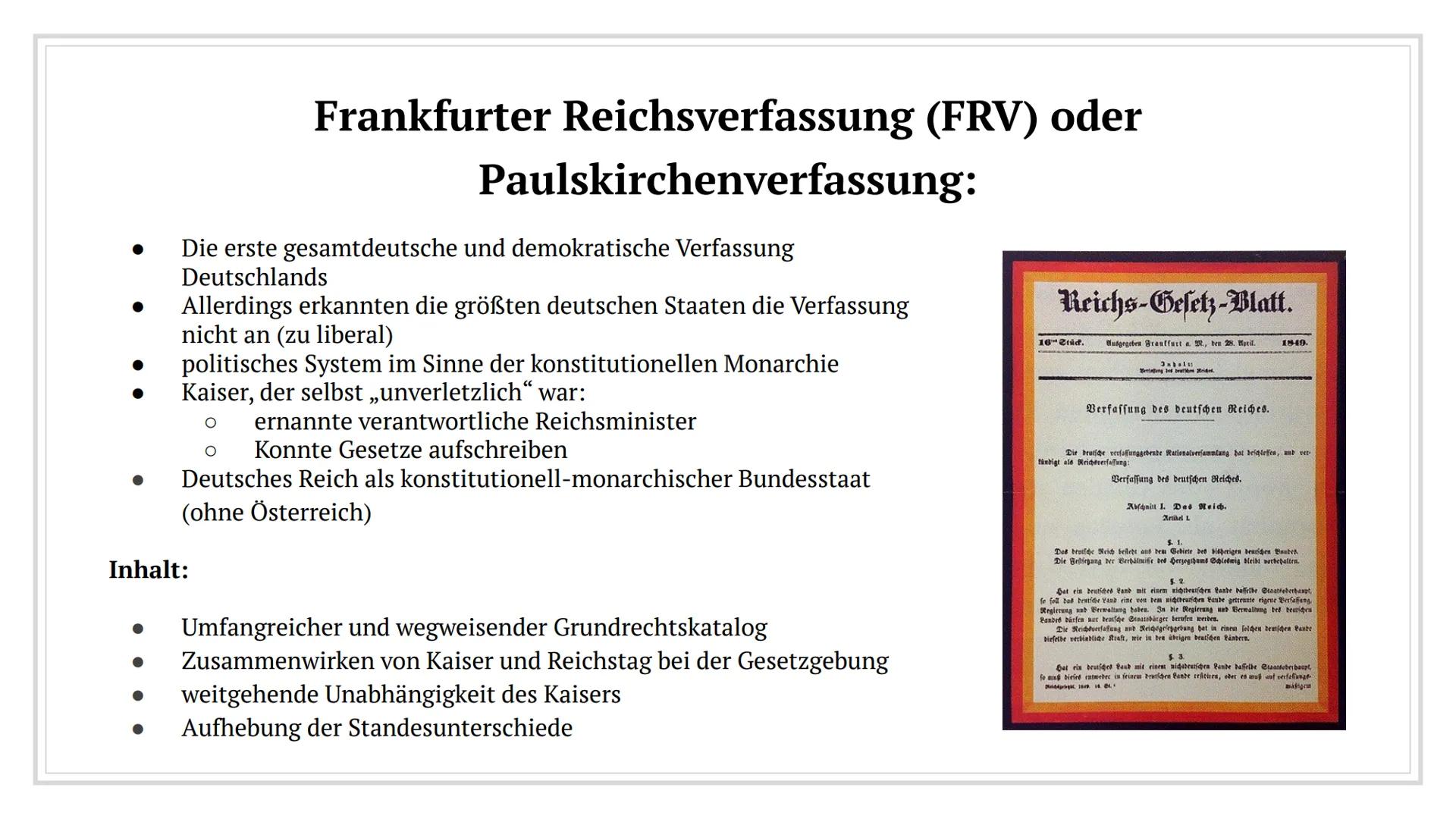 Revolution 1848/49
In Deutschland Inhaltsverzeichnis
1. Kurze Zusammenfassung I und II
2. Märzrevolution
3. Nationalversammlung
4. Frankfurt
