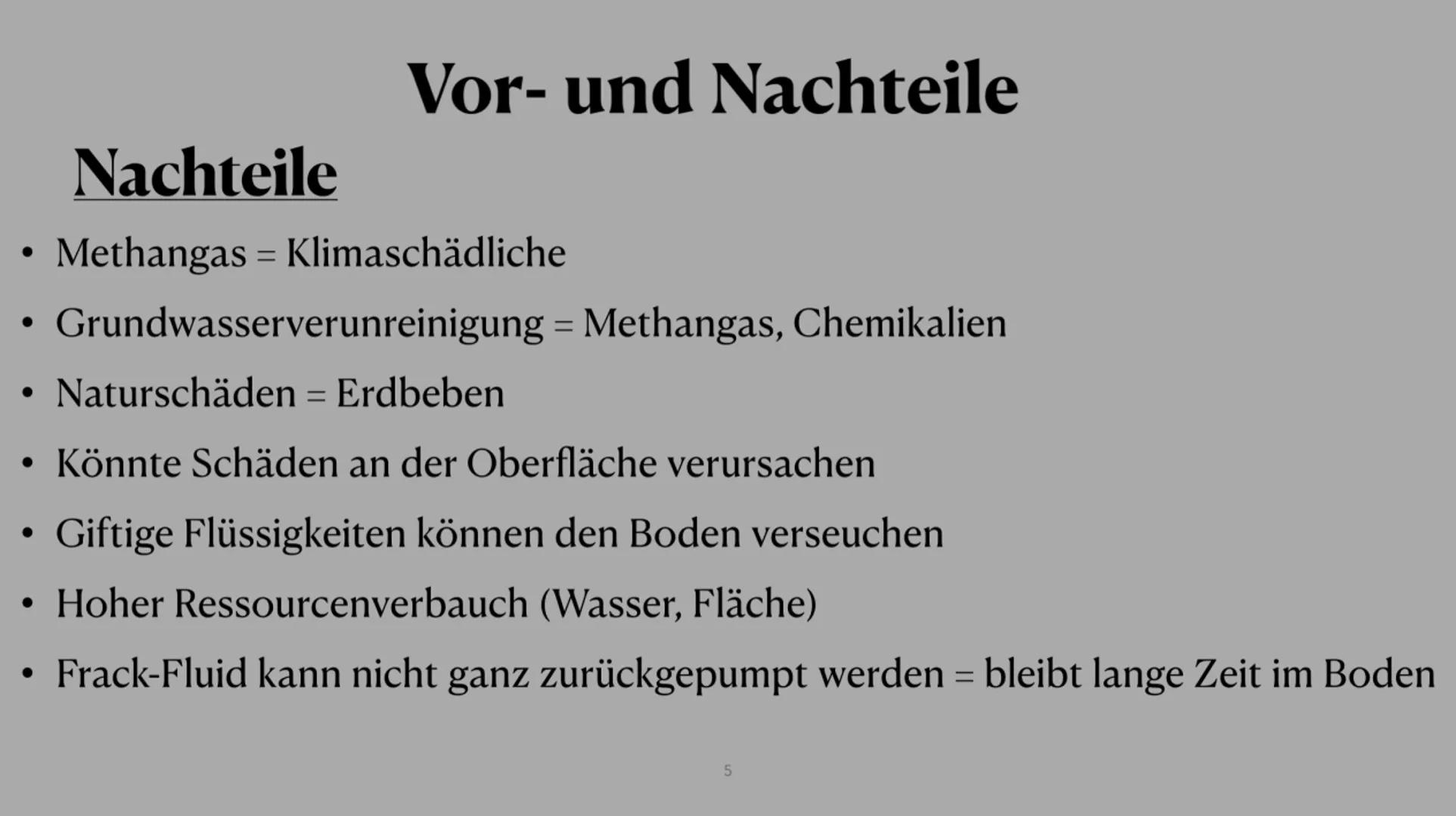 Funktionsweise
1) Horizontalbohrung
2) mit Löchern perforiertes Steigrohr
3) Frack-Fluid (Wasser, Quarzsand,
Chemikalien)
4) Durch den Druck