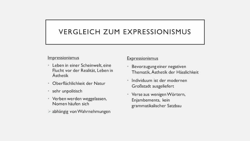 IMPRESSIONISMUS UND
SYMBOLISMUS GLIEDERUNG
1. Einordnung in die deutsche Literatur
2. Historischer Kontext
3. Definitionen
4. Merkmale
5. Wi