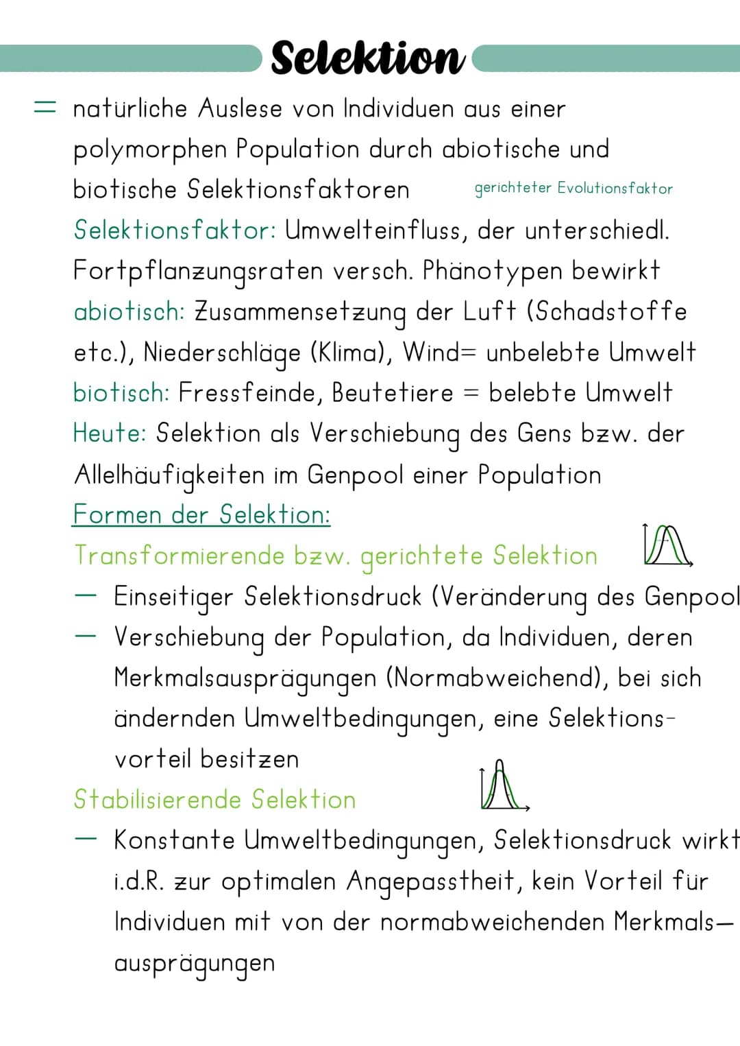 Synthetische Evolutionstheorie
= erweiterte Evolutionstheorie, welche die Erkenntnisse
Charles Darwins mit neuen Erkenntnissen der Genetik
(