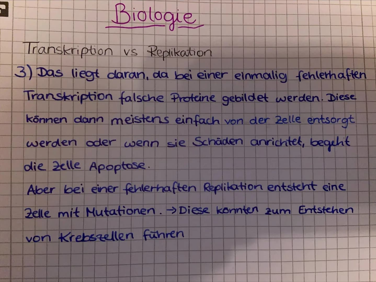 Aufgabe
1. Vergleiche die Vorgänge der Transkription mit denen der Replikation.
Kategorie
Transkription
Nukleinsäuren
Beteiligte
Enzyme
Anza