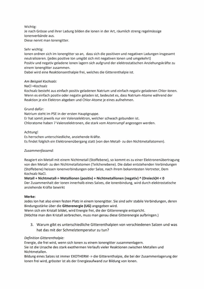 Salze und ihre Eigenschaften
1. Wie kommt eine lonenbindung (Stoffe, die aus lonen bestehen) zwischen Metallen
und Nichtmetallen zustande?
D