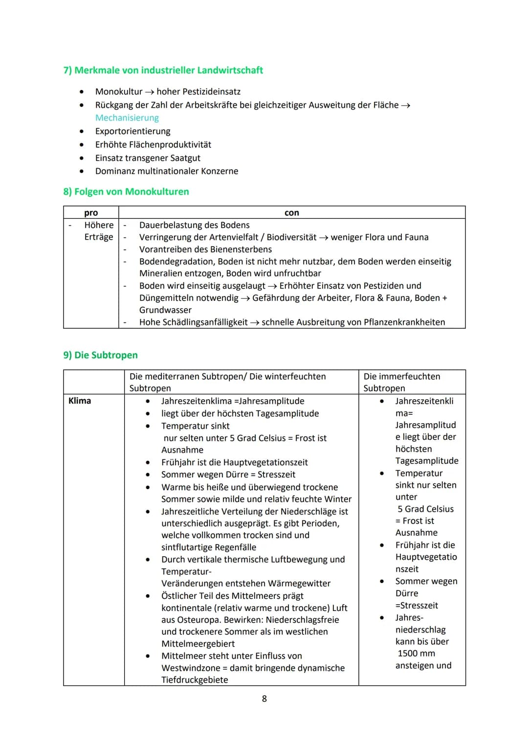 Inhaltsfeld 3: Landwirtschaft
1) Allgemein
1.1) Geofaktoren
Boden (lateritische Böden = nährstoffarm)
Vegetation (welche Pflanzen wachsen do