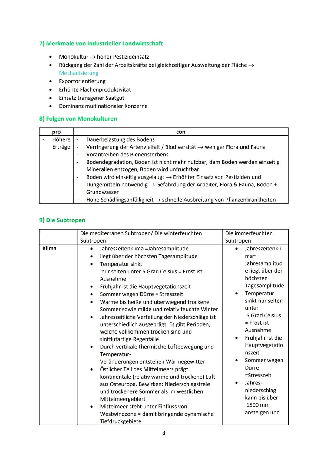 Inhaltsfeld 3: Landwirtschaft
1) Allgemein
1.1) Geofaktoren
Boden (lateritische Böden = nährstoffarm)
Vegetation (welche Pflanzen wachsen do