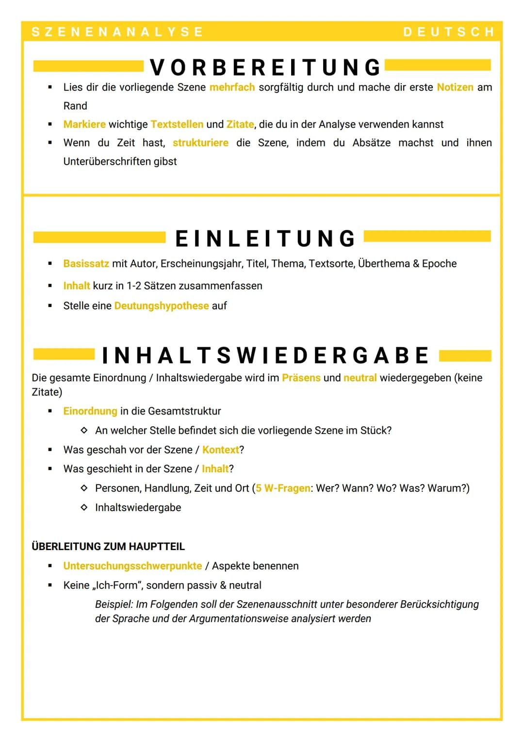 SZENENANALYSE
■
DEUTSCH
VORBEREITUNG
Lies dir die vorliegende Szene mehrfach sorgfältig durch und mache dir erste Notizen am
Rand
Markiere w