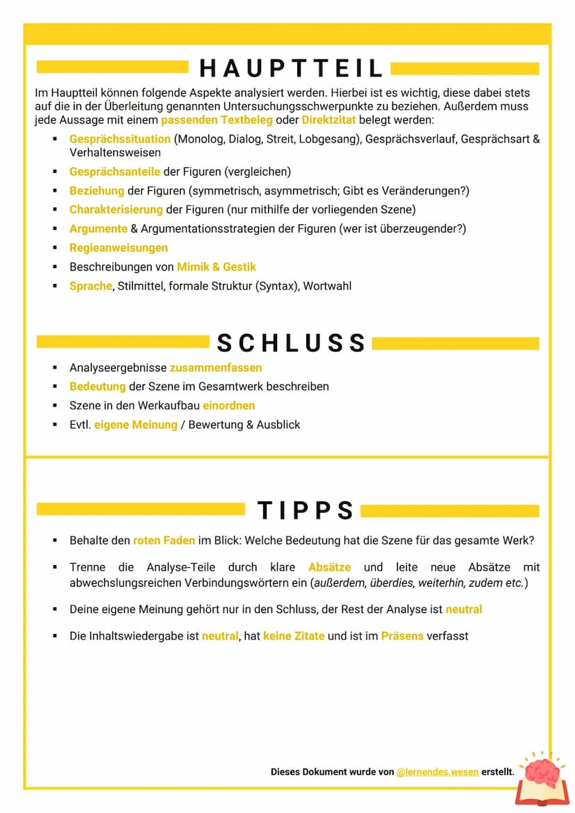 SZENENANALYSE
■
DEUTSCH
VORBEREITUNG
Lies dir die vorliegende Szene mehrfach sorgfältig durch und mache dir erste Notizen am
Rand
Markiere w
