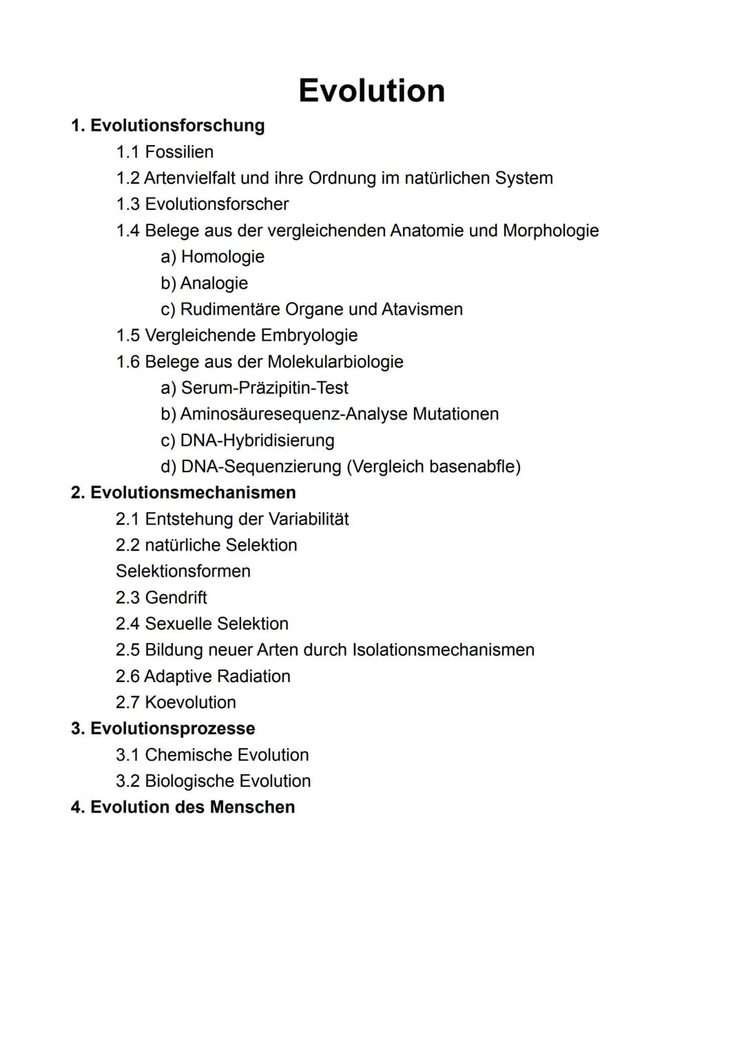 1. Evolutionsforschung
1.1 Fossilien
1.2 Artenvielfalt und ihre Ordnung im natürlichen System
1.3 Evolutionsforscher
Evolution
1.4 Belege au