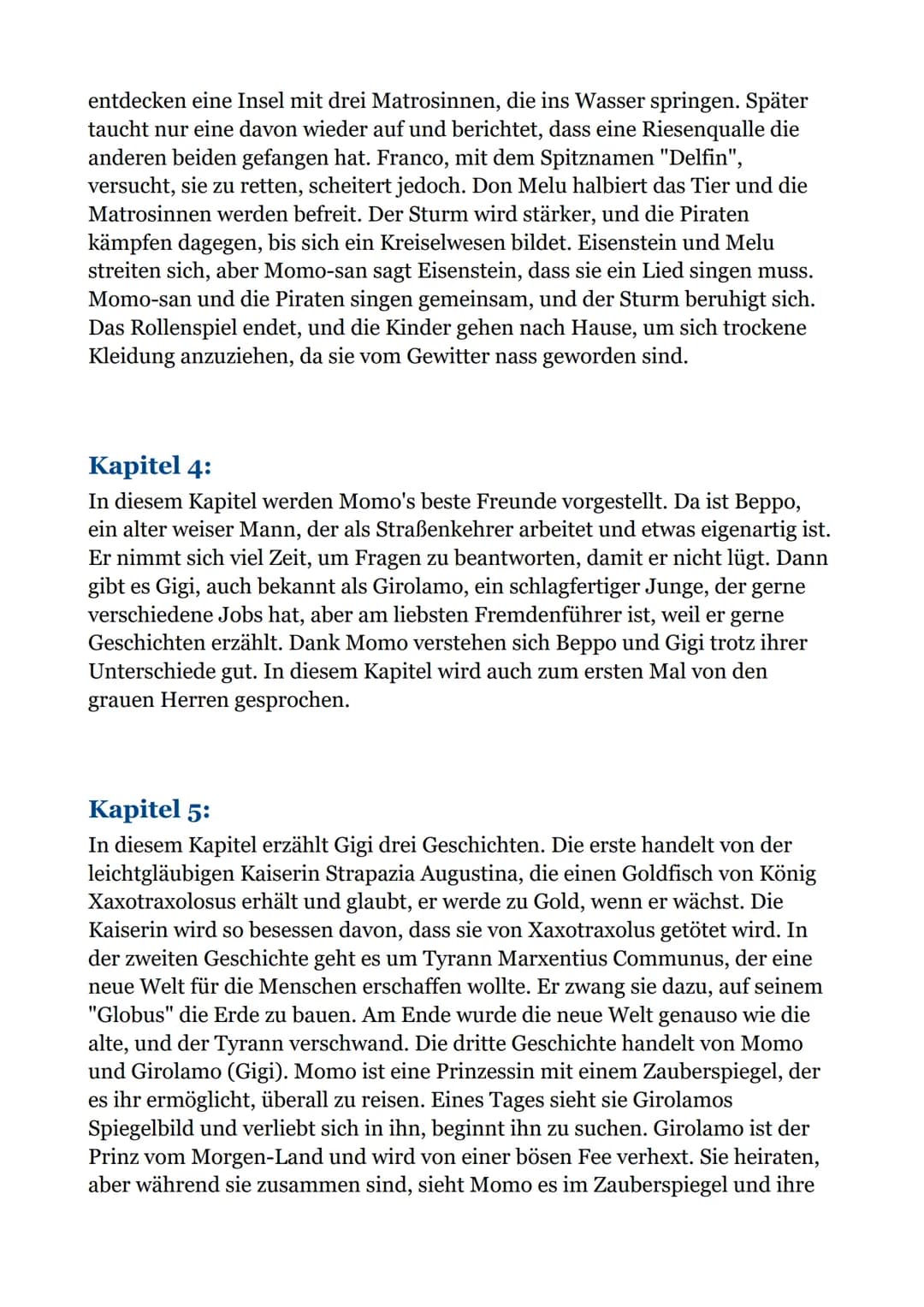 Momo - Zusammenfassungen
von jedes Kapitel:
Kapitel 1:
In dem Text geht es um Amphitheater, die früher beliebt waren, aber im
Laufe der Zeit