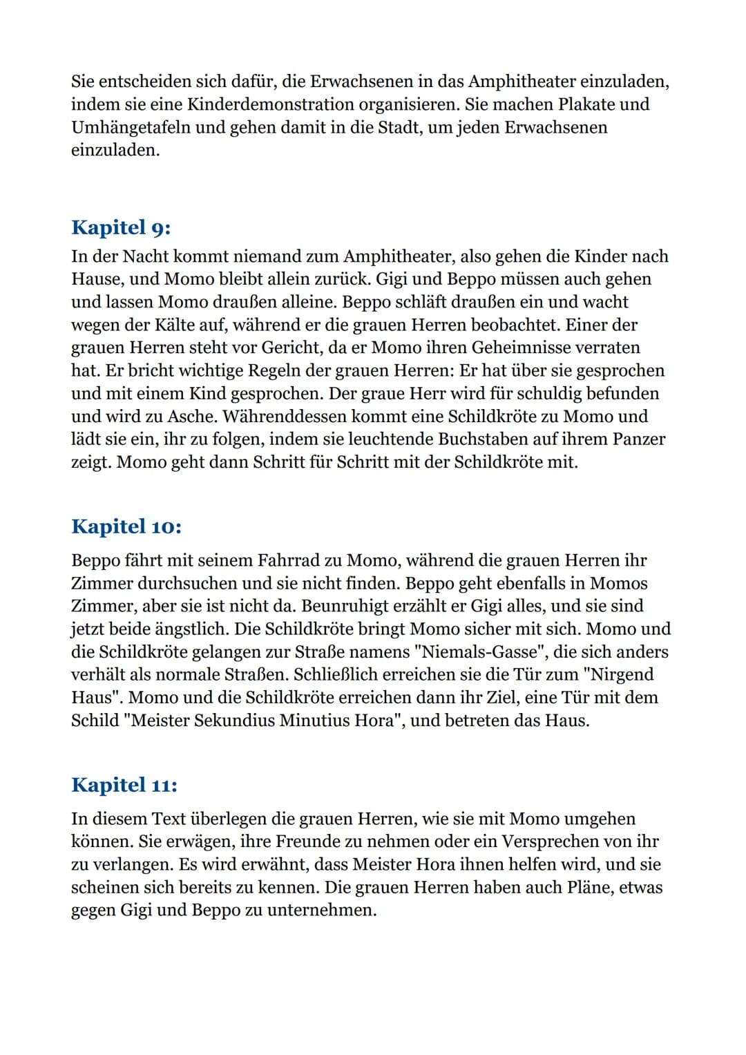 Momo - Zusammenfassungen
von jedes Kapitel:
Kapitel 1:
In dem Text geht es um Amphitheater, die früher beliebt waren, aber im
Laufe der Zeit