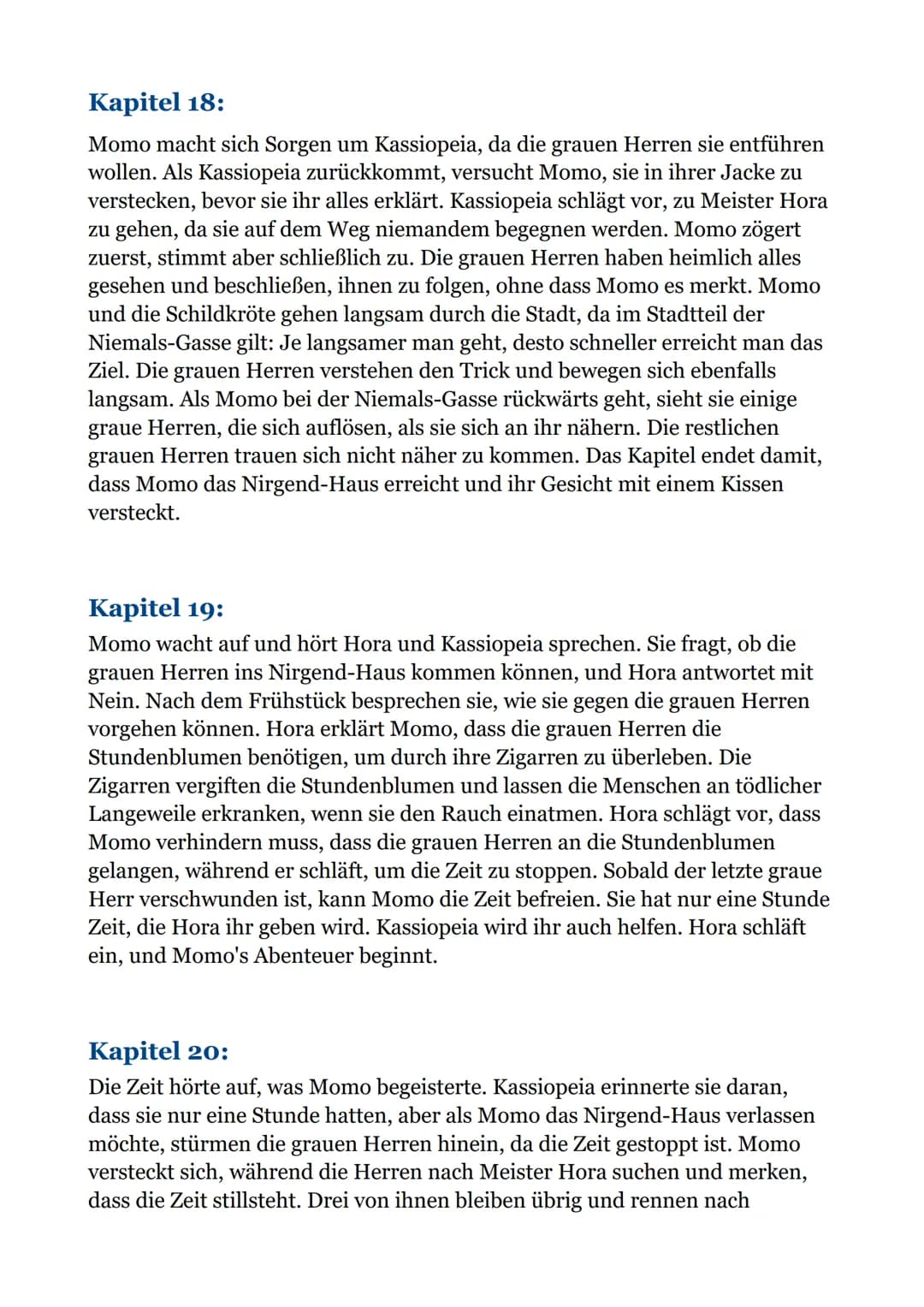 Momo - Zusammenfassungen
von jedes Kapitel:
Kapitel 1:
In dem Text geht es um Amphitheater, die früher beliebt waren, aber im
Laufe der Zeit