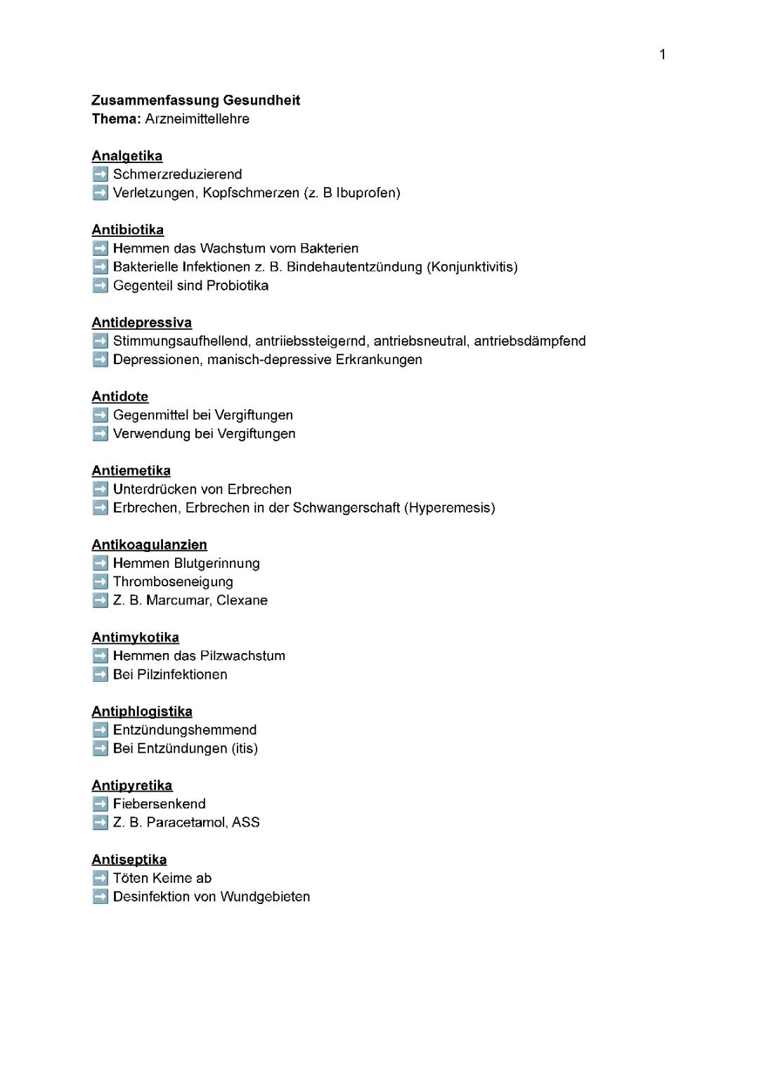 Zusammenfassung Arzneimittellehre 