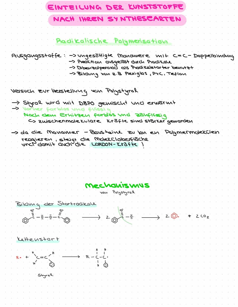 Immerhalb der Polymerkette KEINE funktionelle
Gruppe: Radikalische Polymerisation → Polymeri-
(Restle) bestimmt | bestimmen Namen:
R = H → P