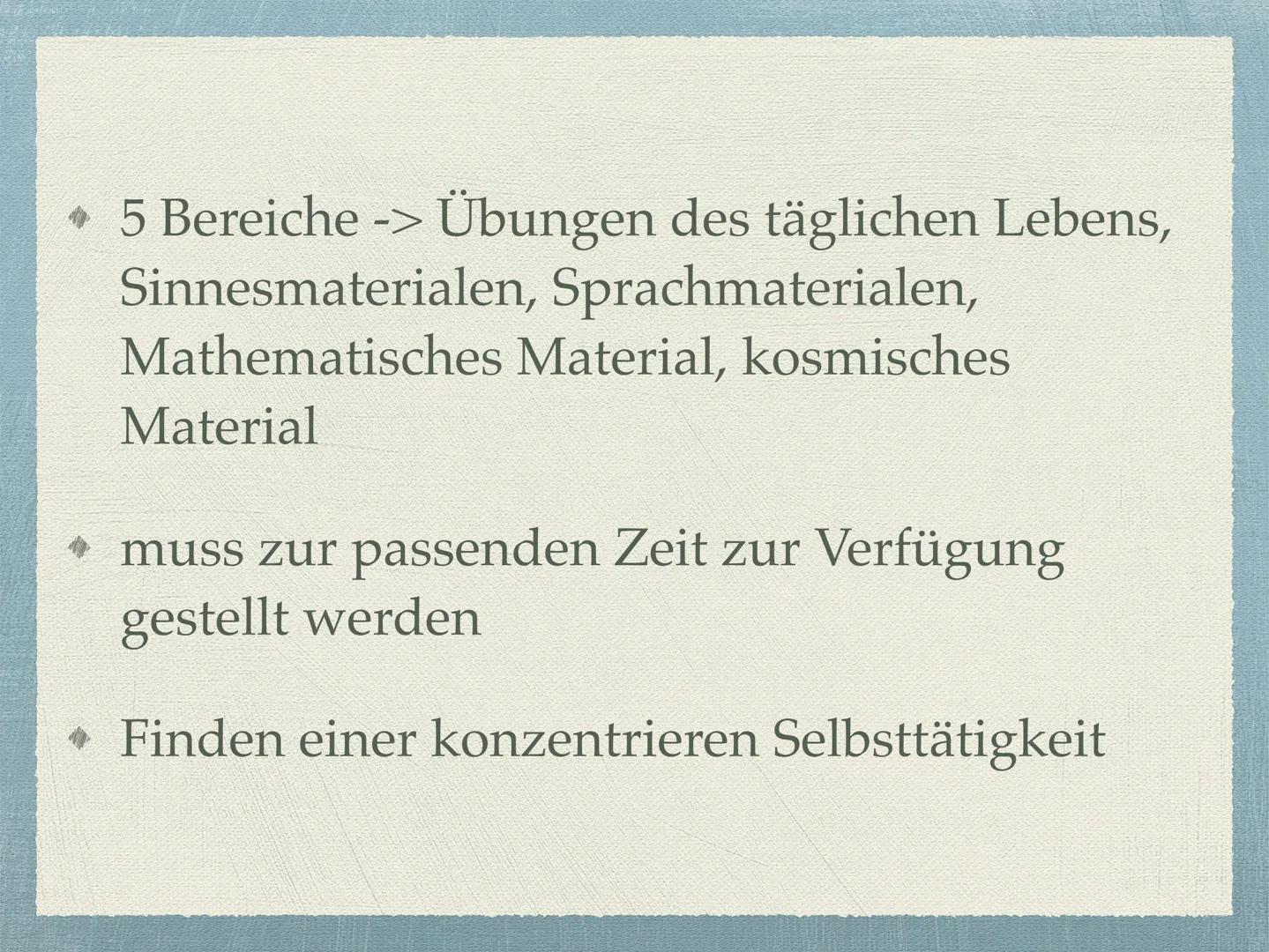 Maria Montessori
Vorstellung meiner Facharbeit 250404
Inhaltsverzeichnis
Die Person Maria Montessori
* Vorstellung vom Kind
Reformpädagogisc