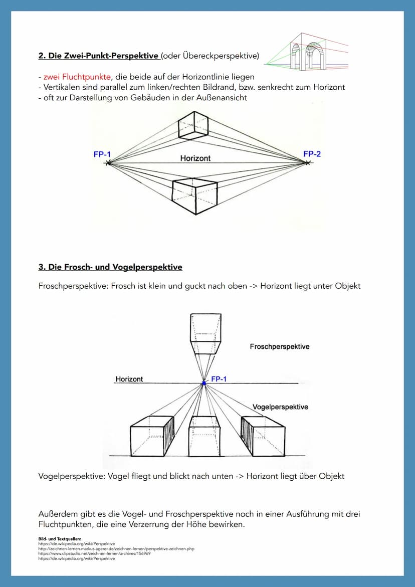 Fluchtpunktperspektiven
Was ist eine Perspektive?
Die Perspektive beschreibt die räumlichen, insbesondere linearen Beziehungen zwischen
Obje