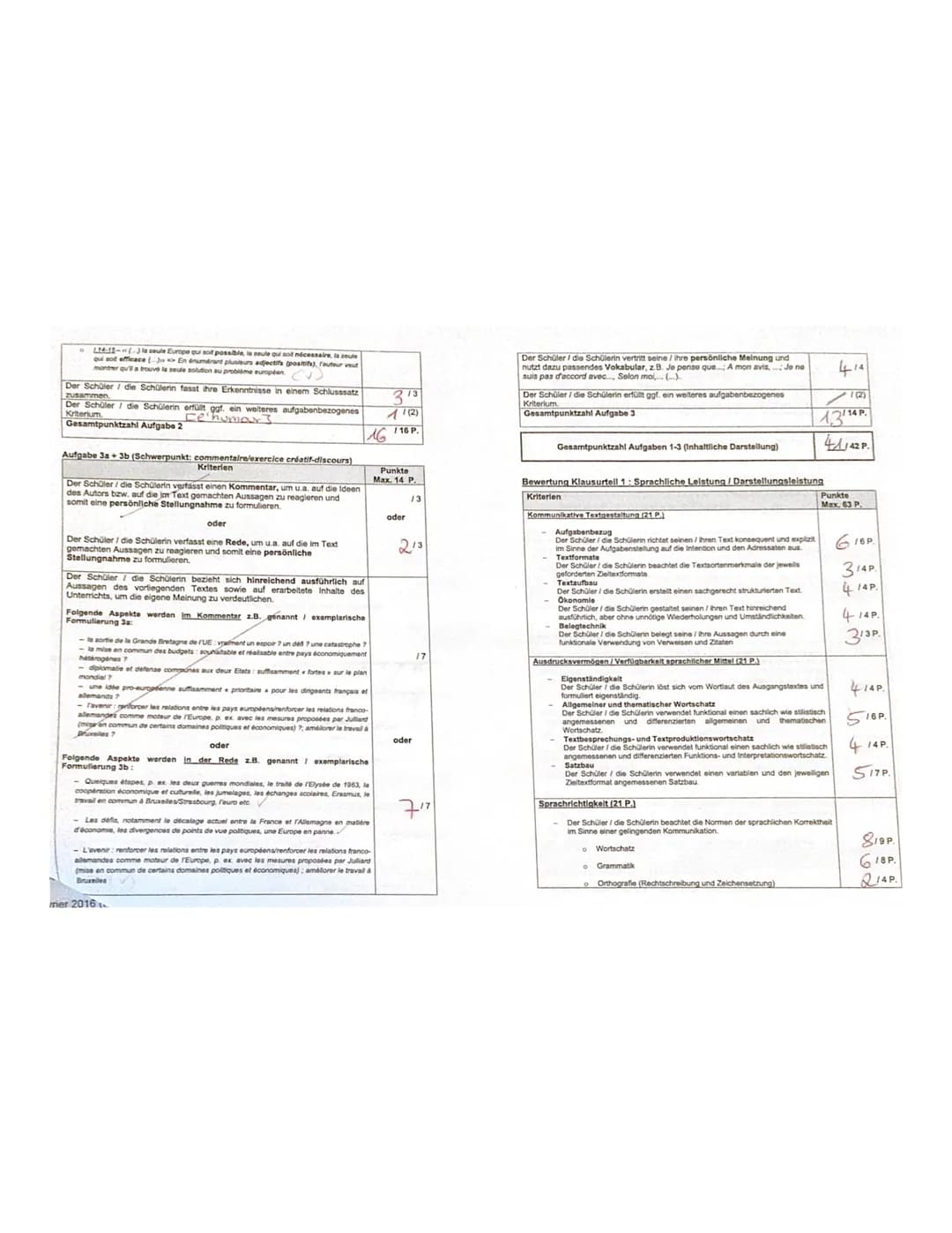 Kurs Französisch GK QI (Bel)
Schuljahr 2020/2021
Name:
Klausurtal 1 (70 %)
Schreiben mit Leseverstehen
Klausurtel 2 (30 %)
Sprachmittlung
Üb